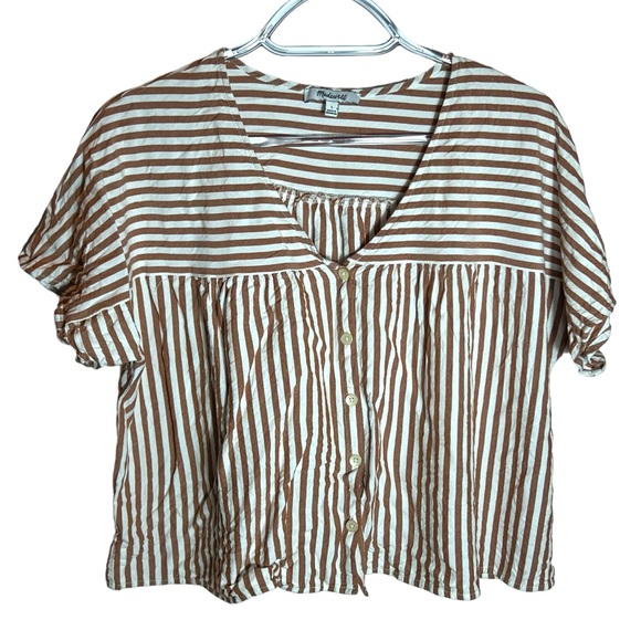 Rhyme Button-Front Boxy Top in Stripe Play, Large - Picture 2 of 8